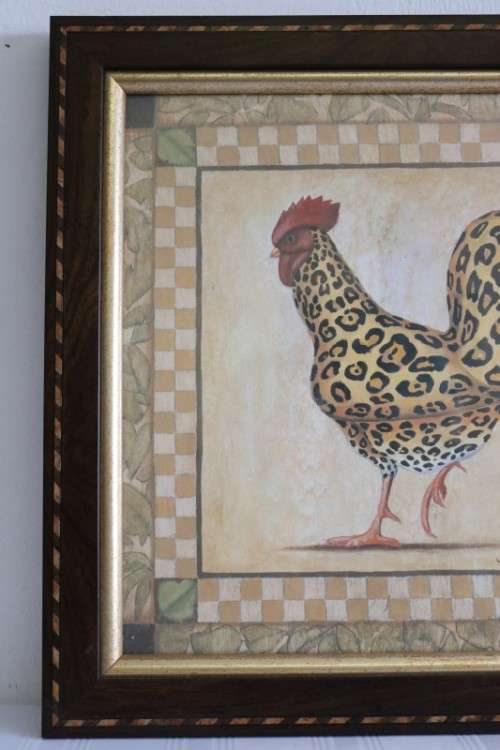 Awesome framed behind glass print of the well known Leopard Rooster print of James Wiens - RS17Sale