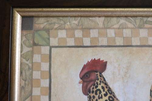 Awesome framed behind glass print of the well known Leopard Rooster print of James Wiens - RS17Sale
