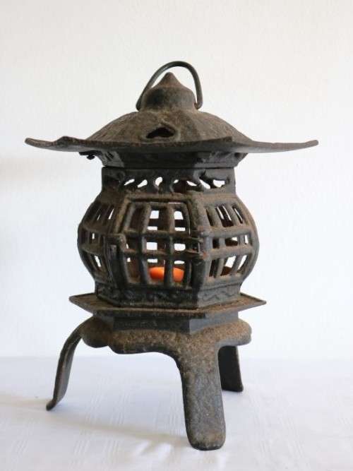 An extremely rare vintage Japanese cast iron "Pagoda" temple/ garden lantern in amazing condition