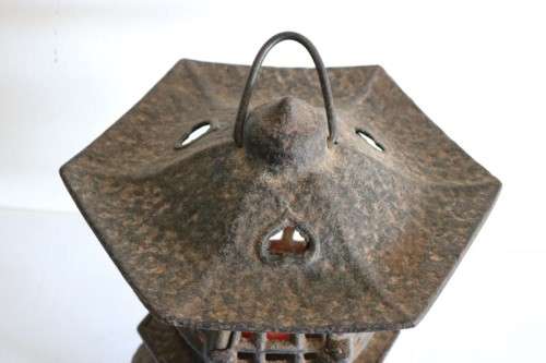 An extremely rare vintage Japanese cast iron "Pagoda" temple/ garden lantern in amazing condition