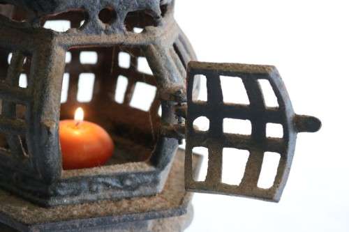 An extremely rare vintage Japanese cast iron "Pagoda" temple/ garden lantern in amazing condition