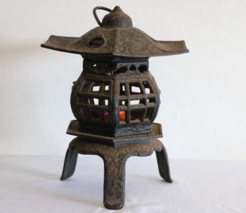An extremely rare vintage Japanese cast iron "Pagoda" temple/ garden lantern in amazing condition