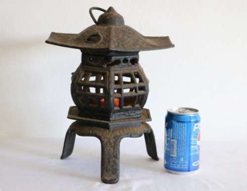 An extremely rare vintage Japanese cast iron "Pagoda" temple/ garden lantern in amazing condition