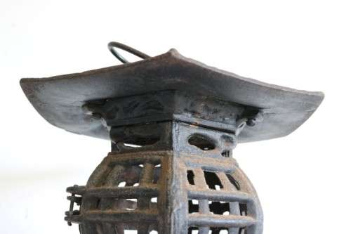 An extremely rare vintage Japanese cast iron "Pagoda" temple/ garden lantern in amazing condition