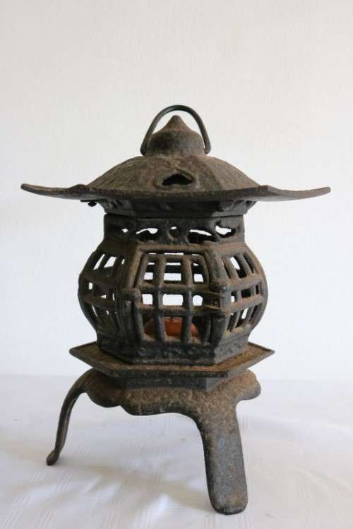An extremely rare vintage Japanese cast iron "Pagoda" temple/ garden lantern in amazing condition