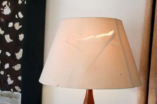An exquisite tall solid Teak Barley-twist floor lamp with a large shade in working order