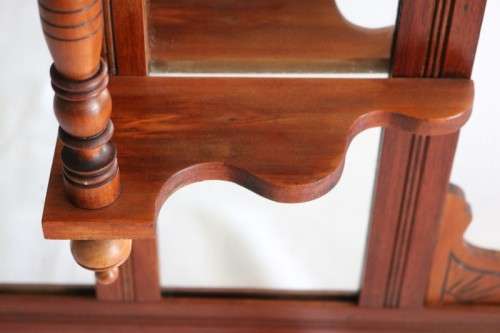 A beautiful antique Edwardian hand carved mahogany wall-mountable "over" mantle mirror