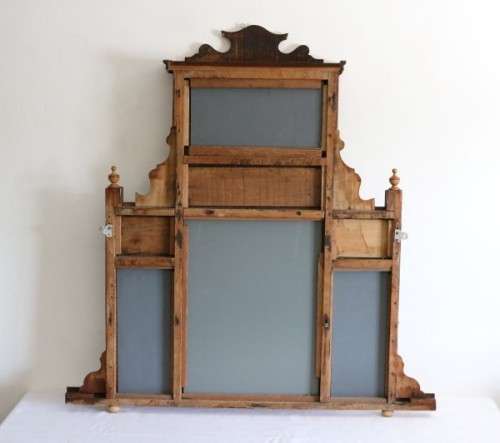 A beautiful antique Edwardian hand carved mahogany wall-mountable "over" mantle mirror