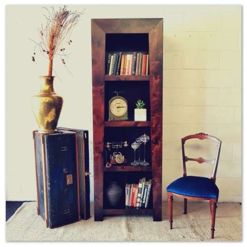An exquisite tall solid Burmese teak 4-shelf book case/ display cabinet in awesome condition