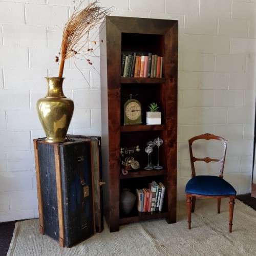 An exquisite tall solid Burmese teak 4-shelf book case/ display cabinet in awesome condition