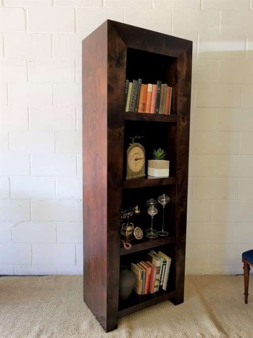 An exquisite tall solid Burmese teak 4-shelf book case/ display cabinet in awesome condition