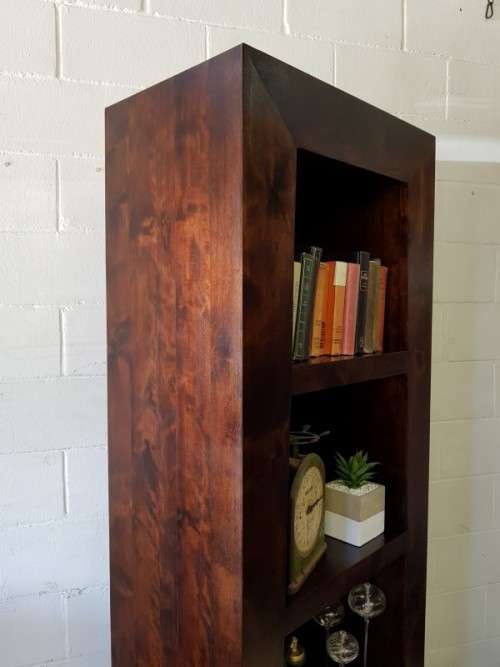 An exquisite tall solid Burmese teak 4-shelf book case/ display cabinet in awesome condition