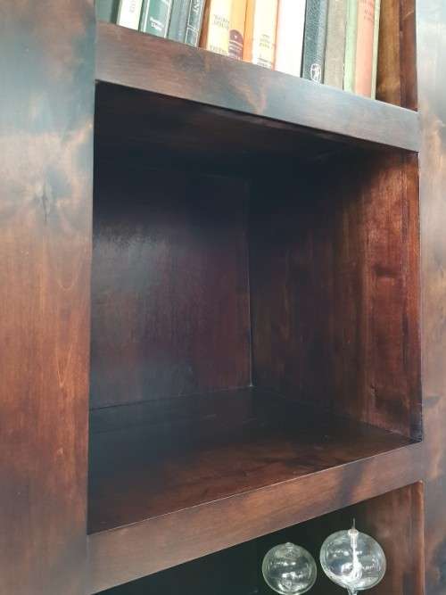 An exquisite tall solid Burmese teak 4-shelf book case/ display cabinet in awesome condition