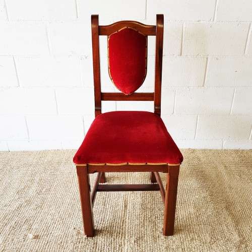 Four antique Edwardian solid oak upholstered shield-back dining/ occasional chairs - price/chair