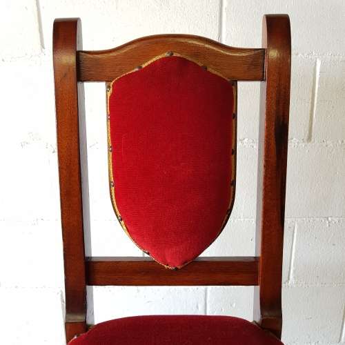 Four antique Edwardian solid oak upholstered shield-back dining/ occasional chairs - price/chair