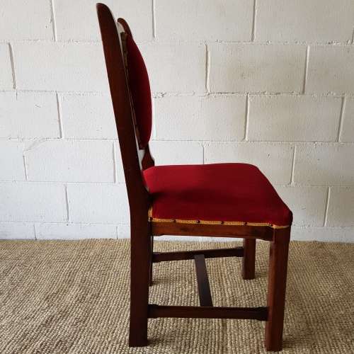 Four antique Edwardian solid oak upholstered shield-back dining/ occasional chairs - price/chair
