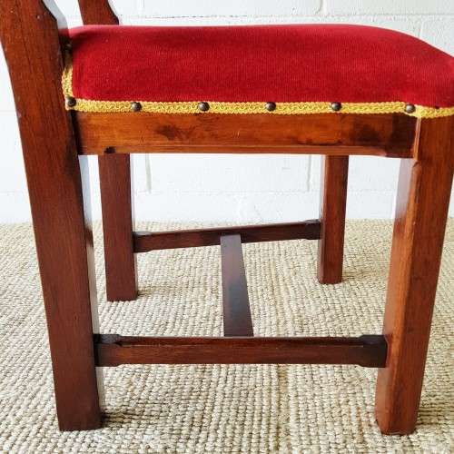 Four antique Edwardian solid oak upholstered shield-back dining/ occasional chairs - price/chair
