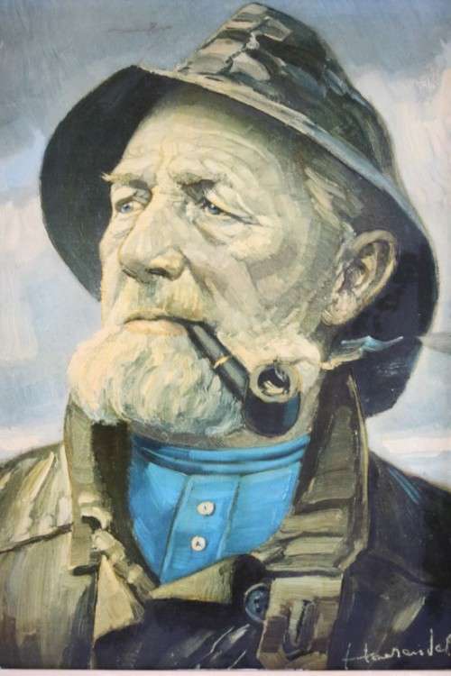 An awesome framed print of the wonderful "Old Seaman" painting by German artist Harry Haerendel AAA