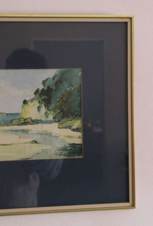**RS17** An original signed watercolour painting of Hahei Beach, New Zealand by Baith Aynsley