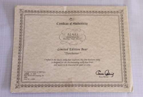 An exceptionally rare limited Edition (numbered) Russ Bear "Bears from the Past" Dorchester bear