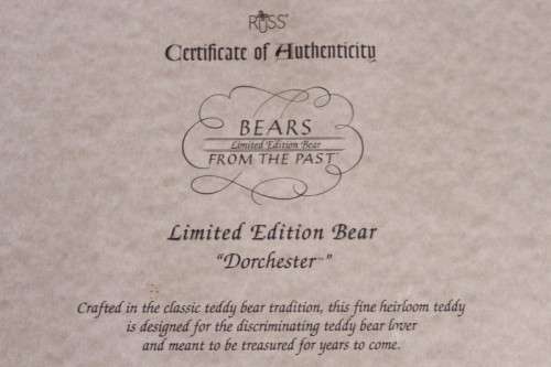 An exceptionally rare limited Edition (numbered) Russ Bear "Bears from the Past" Dorchester bear