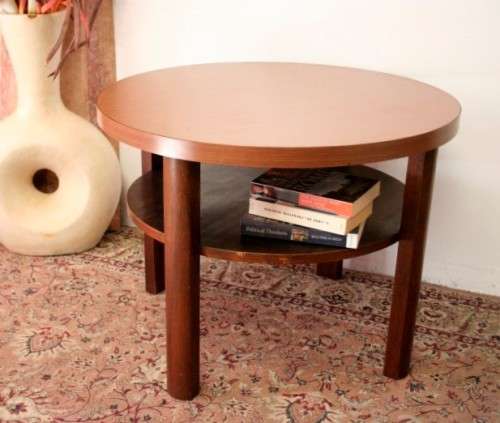 **RS17_Clearance ** An Art Deco-styled vintage/ retro round wooden coffee/ occasional table