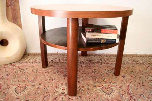 **RS17_Clearance ** An Art Deco-styled vintage/ retro round wooden coffee/ occasional table