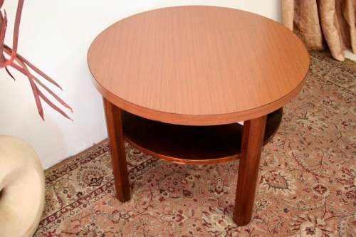 **RS17_Clearance ** An Art Deco-styled vintage/ retro round wooden coffee/ occasional table