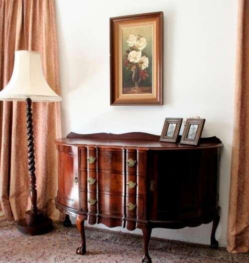 Stunning large vintage buffet/ server w/ three large drawers & ample storage space for dinnerware