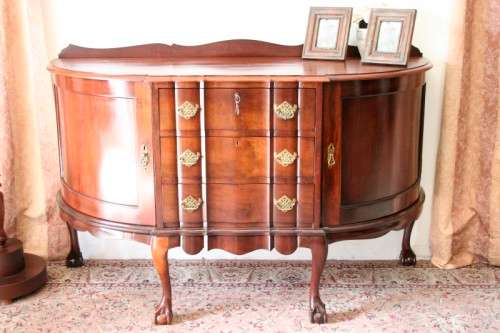 Stunning large vintage buffet/ server w/ three large drawers & ample storage space for dinnerware