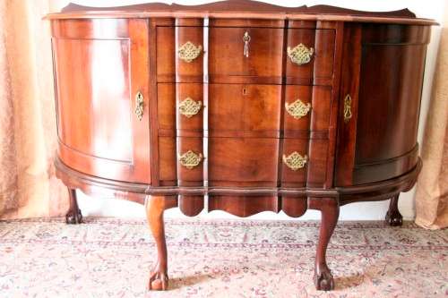 Stunning large vintage buffet/ server w/ three large drawers & ample storage space for dinnerware