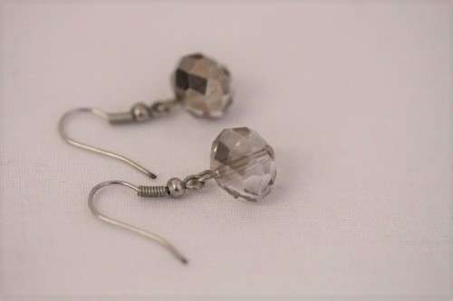 **RS17** A boxed pair of smokey quartz coloured glass-crystal ladies earrings in beautiful condition
