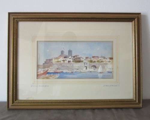 A beautiful water colour by renowned artist Francis Russel Flint "A view of Menton"