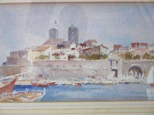 A beautiful water colour by renowned artist Francis Russel Flint "A view of Menton"