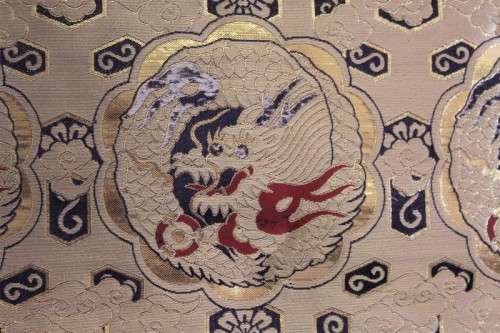 A magnificent traditional gold-thread Brocade Chinese Dragon scatter cushion in beautiful condition