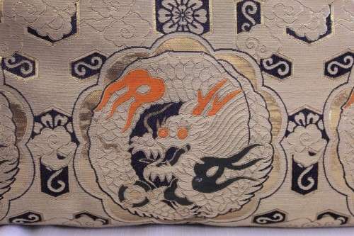 A magnificent traditional gold-thread Brocade Chinese Dragon scatter cushion in beautiful condition