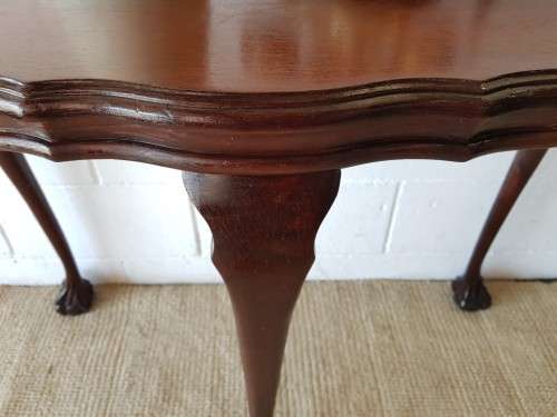 An amazing vintage (larger than normal) ball & claw Imbuia half moon display/occasional table - wow!