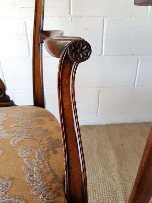 An awesome vintage dining room suite w/ a retro table & 6x shield-back chairs including two carvers