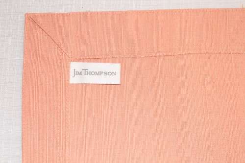 An incredible set of 8x original Thai Silk "Jim Thompson" Salmon pink table mats with silk napkins