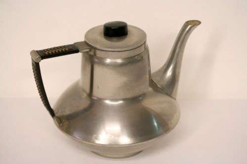**RS17** A fabulous vintage Art deco Metawa pewter coffee and teapot with bamboo wrapped handles.