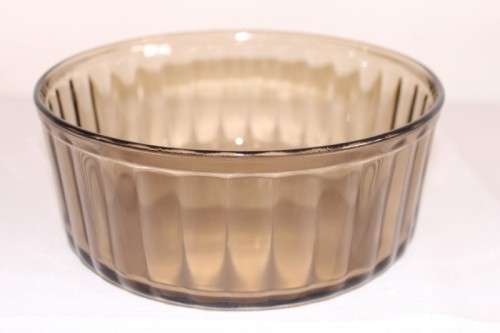 A fabulous French made "Arcopal" brown glass ribbed serving bowl in stunning condition - RS17Sale