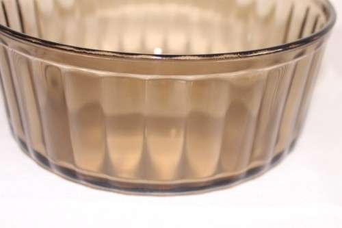 A fabulous French made "Arcopal" brown glass ribbed serving bowl in stunning condition - RS17Sale