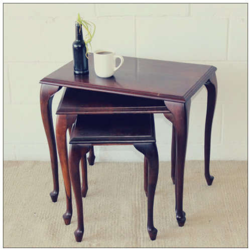 A lovely set of Imbuia stacking/ nesting tables, stunning in any living area in the home!