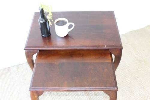 A lovely set of Imbuia stacking/ nesting tables, stunning in any living area in the home!