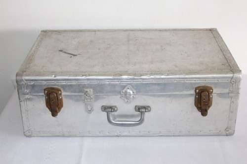 A wonderful vintage (c.1930s) aluminium suitcase/ travel bag - ideal for extra storage in the house