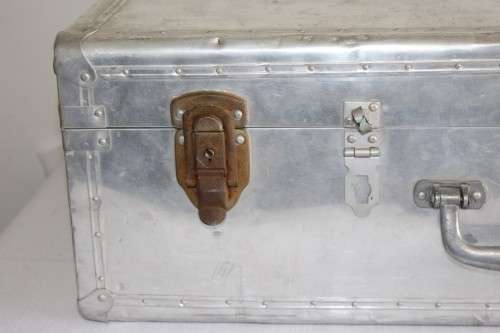 A wonderful vintage (c.1930s) aluminium suitcase/ travel bag - ideal for extra storage in the house