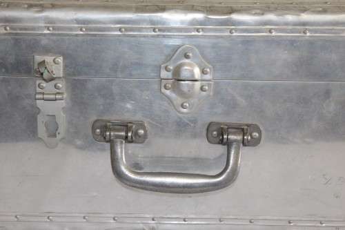 A wonderful vintage (c.1930s) aluminium suitcase/ travel bag - ideal for extra storage in the house
