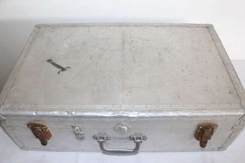 A wonderful vintage (c.1930s) aluminium suitcase/ travel bag - ideal for extra storage in the house