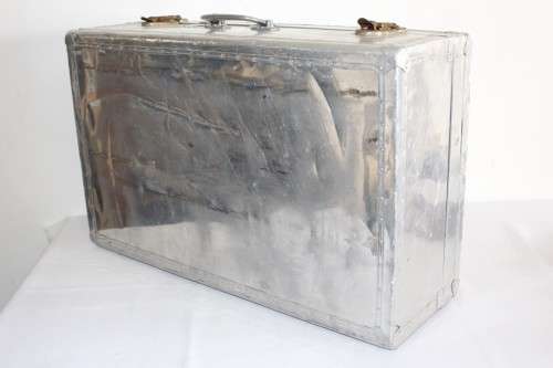 A wonderful vintage (c.1930s) aluminium suitcase/ travel bag - ideal for extra storage in the house