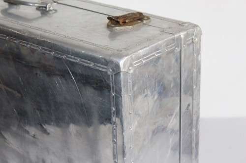 A wonderful vintage (c.1930s) aluminium suitcase/ travel bag - ideal for extra storage in the house